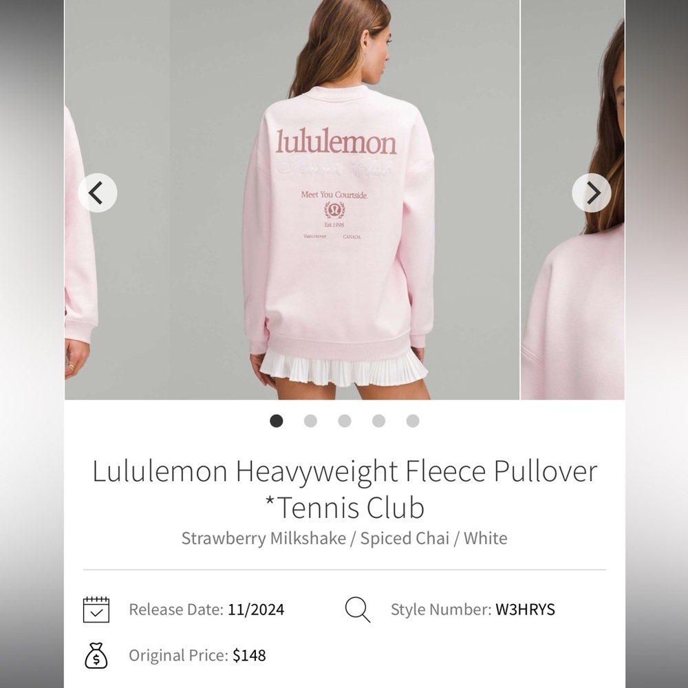 Lululemon Tennis Club Heavyweight Fleece Pullover